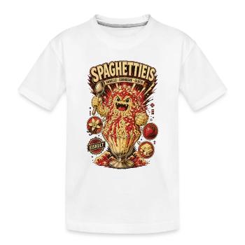 Spaghettieis Vanille Erdbeere Glück Shirt - Kinder Premium Bio T-Shirt - Weiß - Vorne