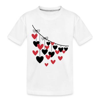 Herzgirlande Viele Herzen - Kinder Premium Bio T-Shirt - Weiß - Vorne