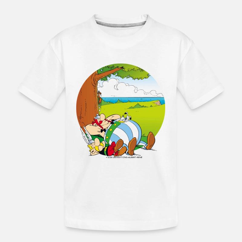 Asterix & Obelix Machen Siesta Mit Idefix - Kinder Premium Bio T-Shirt - Weiß