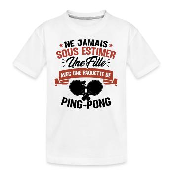 Une fille et joueur de ping-pong - T-shirt bio Premium Enfant - blanc - Devant