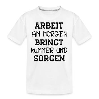ausschlafen Arbeit Morgen Kummer Sorgen müde - Kinder Premium Bio T-Shirt - Weiß - Vorne