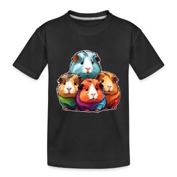 Four cute guinea pigs - Kids' Premium Organic T-Shirt - black - Front