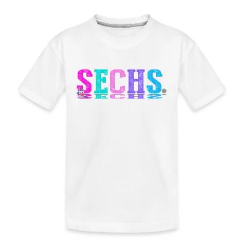 Mädchen 6. Jahre, Sechs Geburtstag Einhorn Design - Kinder Premium Bio T-Shirt - Weiß - Vorne