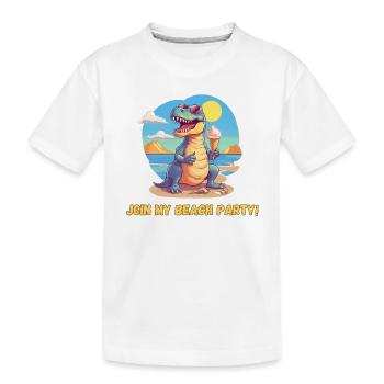 Sommer Dinosaurier | T-Rex am Strand | Cooler Dino - Kinder Premium Bio T-Shirt - Weiß - Vorne