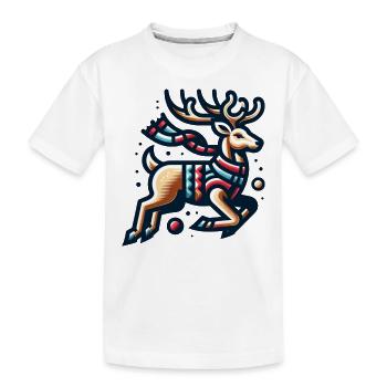 Vintage Reindeer Design - Kids' Premium Organic T-Shirt - white - Front