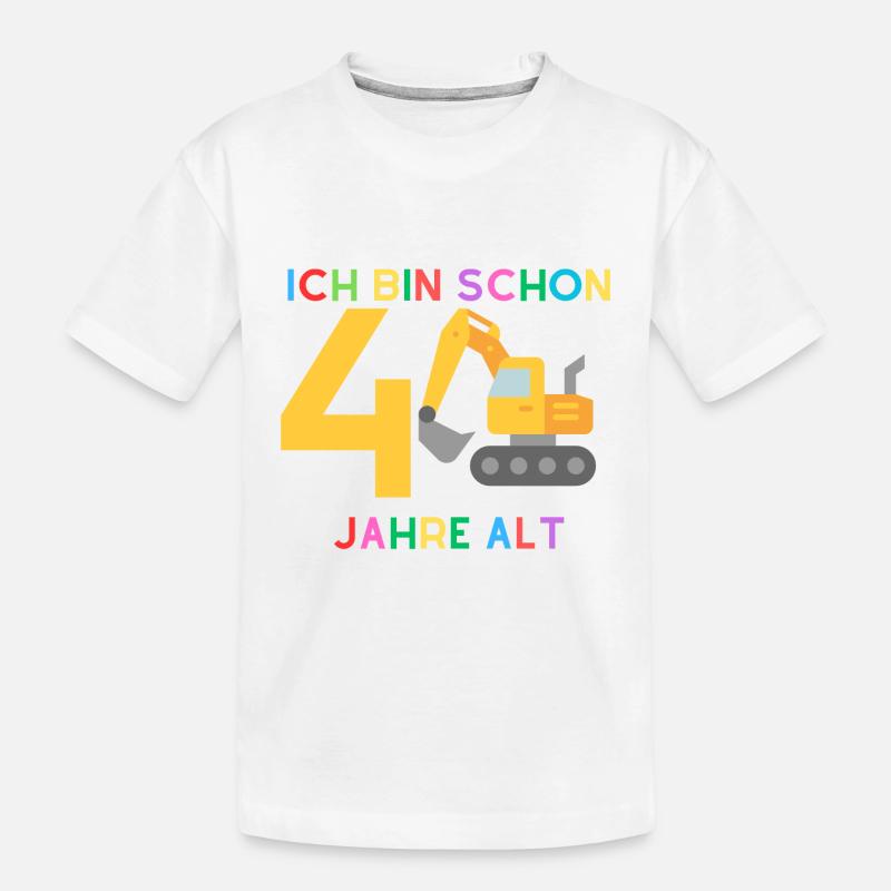 Ich bin 4 Junge Bagger - Kinder Premium Bio T-Shirt - Weiß