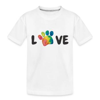 Love Regenbogen Tatzen Pfoten - Kinder Premium Bio T-Shirt - Weiß - Vorne