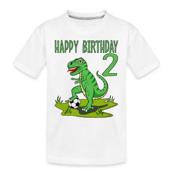 Dinosaur Rex Football 2 Happy Birthday Green - Kids' Premium Organic T-Shirt - white - Front