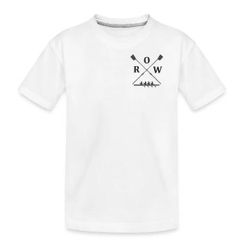 crossed rowing skulls - rudder blades with rowing boat - Kids' Premium Organic T-Shirt - white - Front