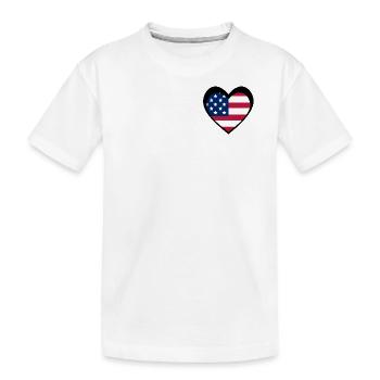 Black American Flag Heart – Bold USA Pride - Kids' Premium Organic T-Shirt - white - Front