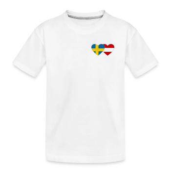 Schweden Österreich Flagge Herz - Kinder Premium Bio T-Shirt - Weiß - Vorne