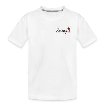 Serena – Design romantique avec rose rouge et cœur - T-shirt bio Premium Enfant - blanc - Devant