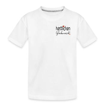 HERZLICHEN GLÜCKWUNSCH HERZ - Kinder Premium Bio T-Shirt - Weiß - Vorne