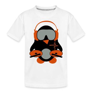 dj penguin - Kids' Premium Organic T-Shirt - white - Front