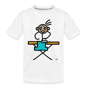 Strichmännchen bügeln - Kinder Premium Bio T-Shirt - Weiß - Vorne