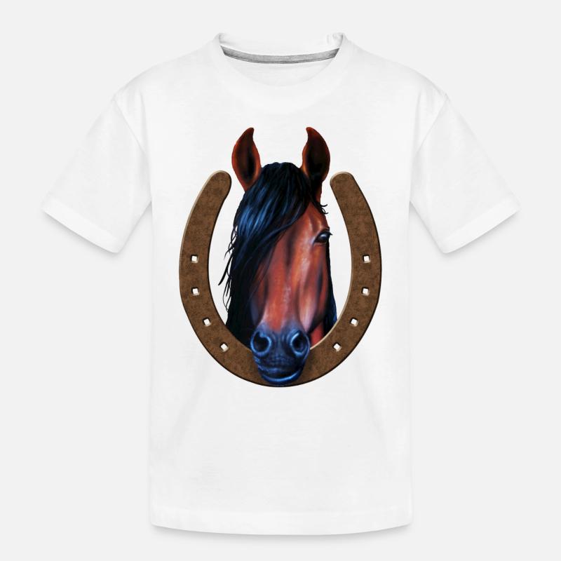 Cheval en fer à cheval - T-shirt bio Premium Enfant - blanc