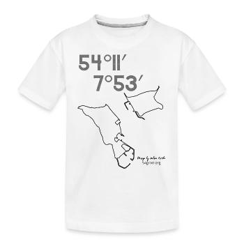 Helgoland koordinaten mit düne und werbung - Kinder Premium Bio T-Shirt - Weiß - Vorne