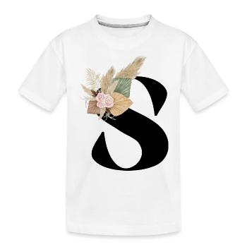 Buchstabe S blumig - Kinder Premium Bio T-Shirt - Weiß - Vorne