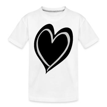 Herz schwarz weiß - Kinder Premium Bio T-Shirt - Weiß - Vorne