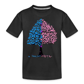Junge Mädchen Herzen Baum - Kinder Premium Bio T-Shirt - Schwarz - Vorne