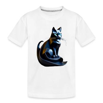 Chat noir profil origami, futuriste - T-shirt bio Premium Enfant - blanc - Devant