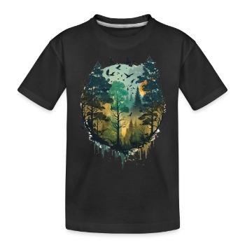 Waldmotiv - Wald - Logo - Kinder Premium Bio T-Shirt - Schwarz - Vorne