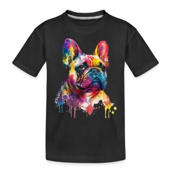 Französische Bulldogge - Kinder Premium Bio T-Shirt - Schwarz - Vorne