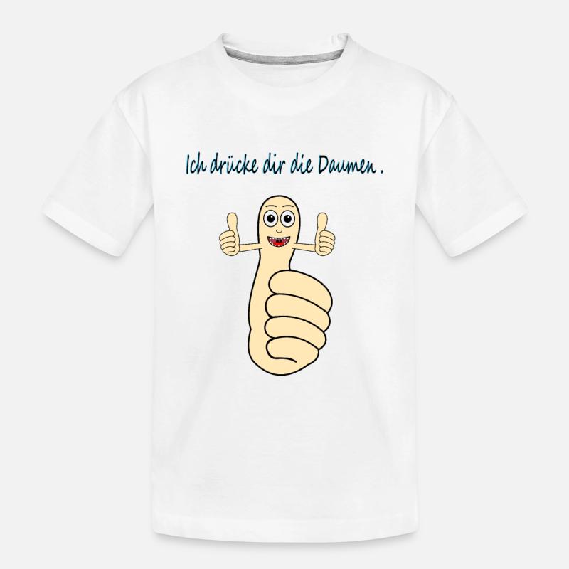 Ich drücke dir die Daumen - Kinder Premium Bio T-Shirt - Weiß