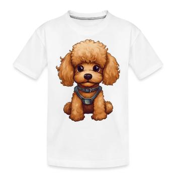 Doux bébé caniche chien - T-shirt bio Premium Enfant - blanc - Devant