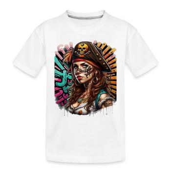Piratgirl - Kinder Premium Bio T-Shirt - Weiß - Vorne
