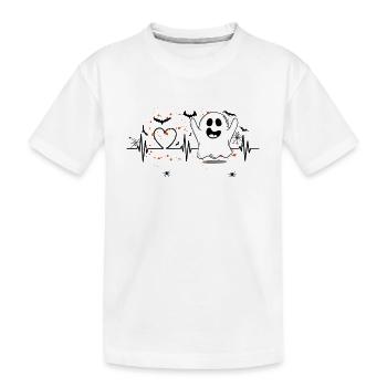 Herzschlag Halloween, Halloween-Vibes, Buh - Kinder Premium Bio T-Shirt - Weiß - Vorne