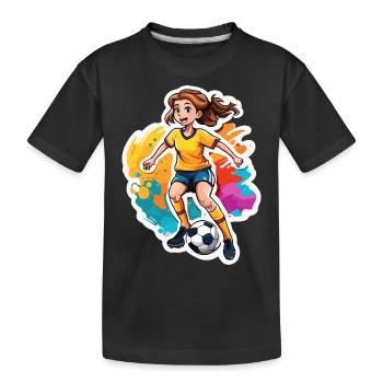 Fußballerin / Sport / Fußballplatz / Verein / FC - Kinder Premium Bio T-Shirt - Schwarz - Vorne