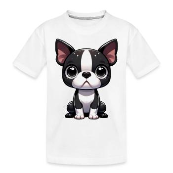 Digital illustration of cute Boston Terrier dog - Kids' Premium Organic T-Shirt - white - Front