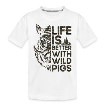 Jagd, Wild, Jagd, Natur, Jäger, Tierwelt - Kinder Premium Bio T-Shirt - Weiß - Vorne