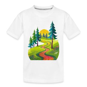 Wanderweg der sich über eine Wiese schlängelt - Kinder Premium Bio T-Shirt - Weiß - Vorne