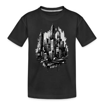 Black city in grunge style - Kids' Premium Organic T-Shirt - black - Front