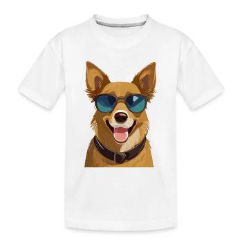 Chien avec des lunettes de soleil - T-shirt bio Premium Enfant - blanc - Devant