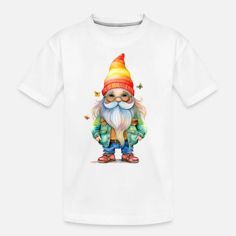 Hippie Gnom oder Zwerg - Kinder Premium Bio T-Shirt - Weiß
