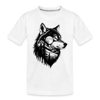 Black Wolf Wolf Portrait. Wolf design - Kids' Premium Organic T-Shirt - white - Front