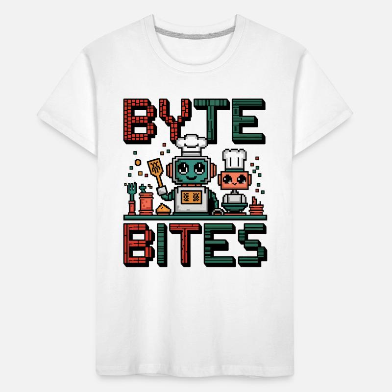 Byte - De mignons chefs robots pixel qui cuisinent pour s’amuser T-shirt bio Premium Enfant