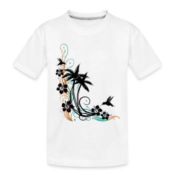 Palmen Hibiskus Kolibri Sommer - Kinder Premium Bio T-Shirt - Weiß - Vorne