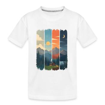 Horizons in four mountain panels - Kids' Premium Organic T-Shirt - white - Front