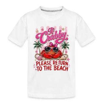 Crabe Plage Humour Été Rose - T-shirt bio Premium Enfant - blanc - Devant