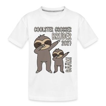 Coolster Großer Bruder 2027 Bääm! Dabbing Faultier - Kinder Premium Bio T-Shirt - Weiß - Vorne