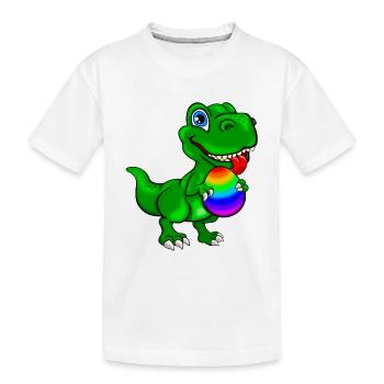 Dino mit Osterei - Kinder Premium Bio T-Shirt - Weiß - Vorne