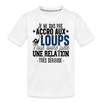 Loup Chien Cadeau Humour Lune Animal Chasseur - T-shirt bio Premium Enfant - blanc - Devant