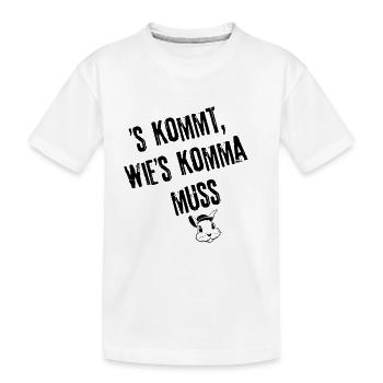 Komma wie´s kommt | Redewendung - Kinder Premium Bio T-Shirt - Weiß - Vorne