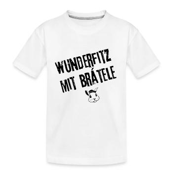 Wunderfitz mit Brätele | Redewendung - Kinder Premium Bio T-Shirt - Weiß - Vorne