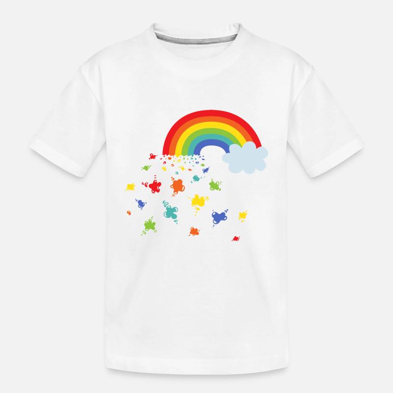 Arcobaleno e macchie di colore - Maglietta ecologica premium per bambini - bianco