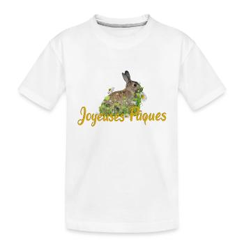 Joyeuses Paques Frohe Ostern - Kinder Premium Bio T-Shirt - Weiß - Vorne